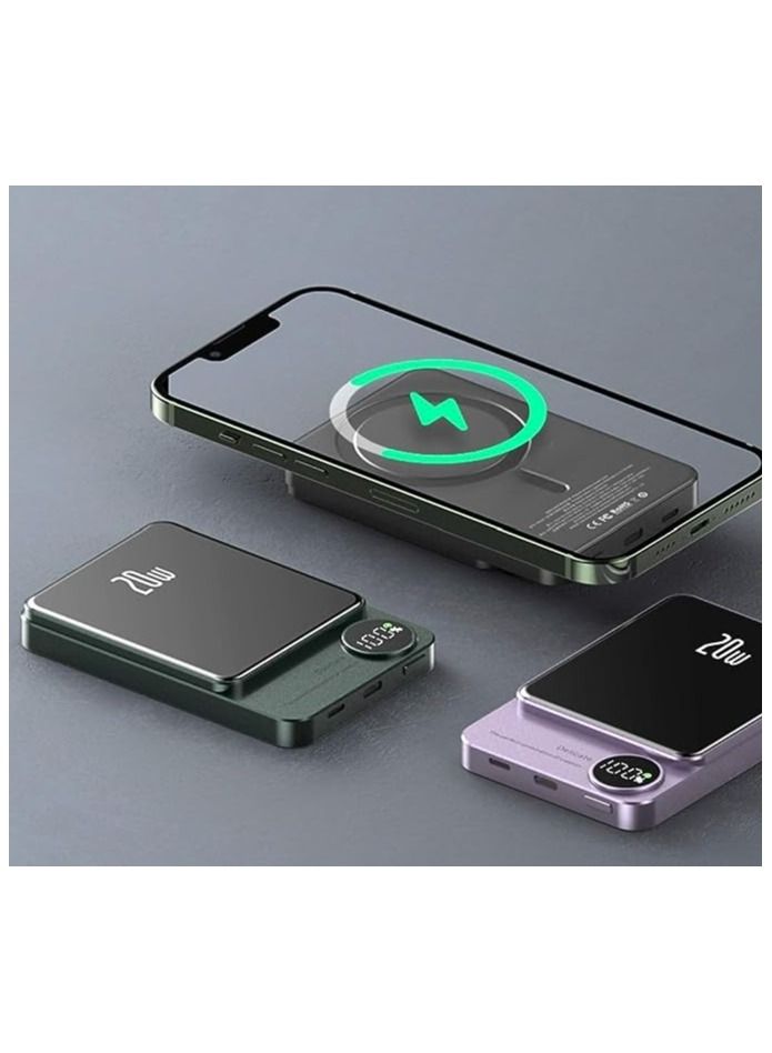راكسوم بطارية احتياطية احتياطية للبطارية الخارجية اللاسلكية المغناطيسية، بطارية خارجية صغيرة لشاحن سريع - Image 1