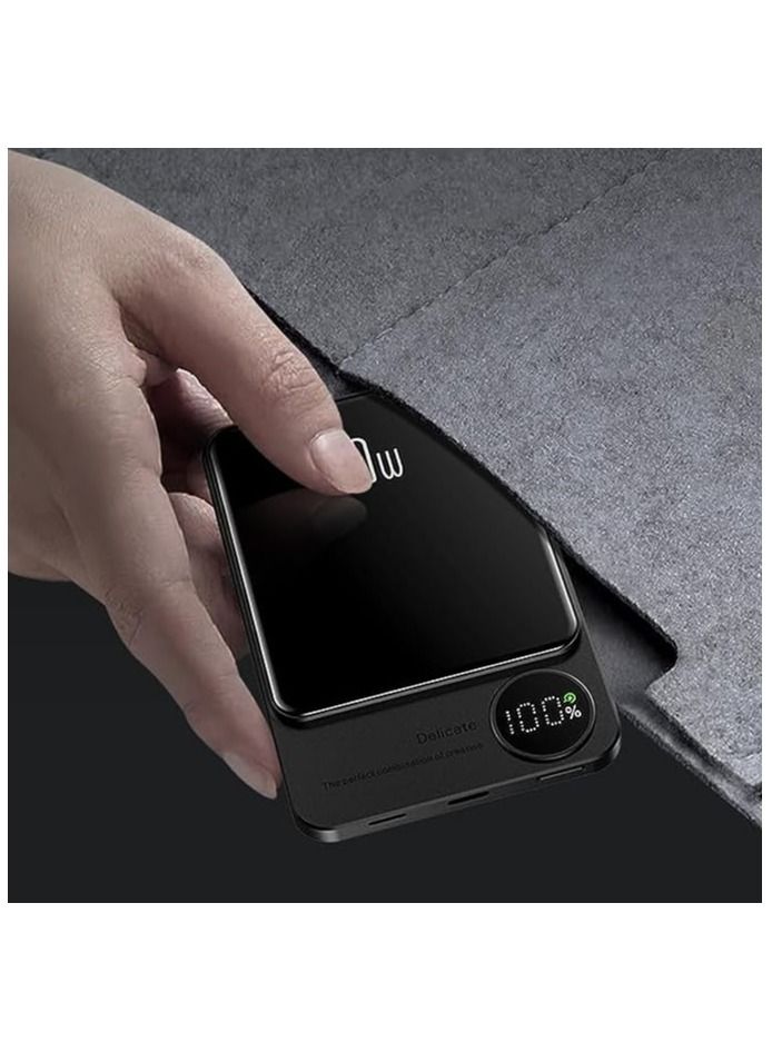 راكسوم بطارية احتياطية احتياطية للبطارية الخارجية اللاسلكية المغناطيسية، بطارية خارجية صغيرة لشاحن سريع - Image 5