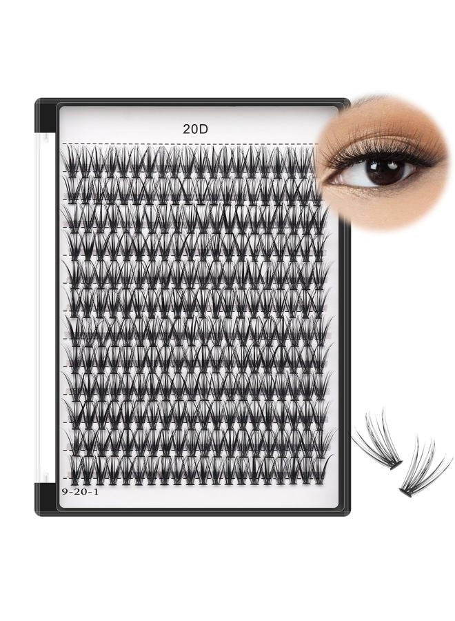 Bodermincer 10D/20D/30D/40D/50D Cluster to Choose Large Tray 240pcs D Curl Individual Cluster Eyelashes False Eyelashes Extension Individual Eyelash Bunche Lash Cluster DIY at Home (20D-20mm) - Image 2