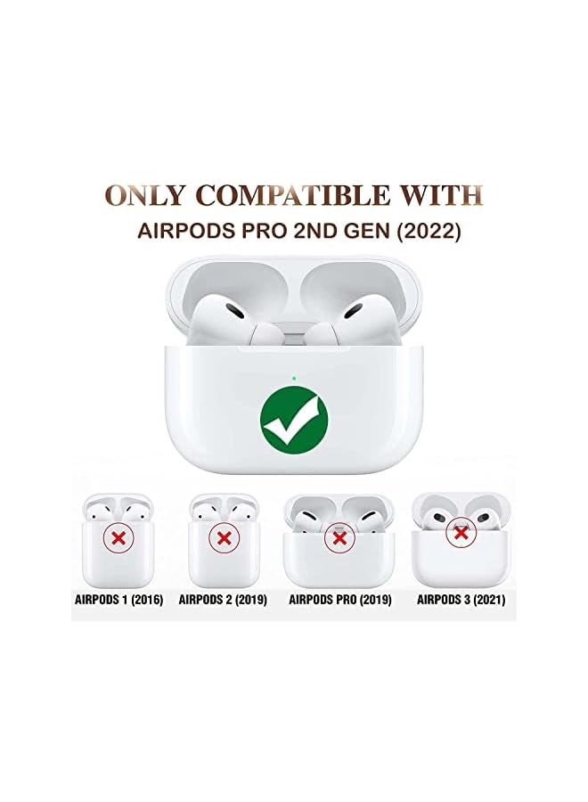 Genuine Leather Case Compatible With Air Pods Pro 2Nd Generation 2022 Protective Cover For Air Pods Pro 2 Wireless Charging Case Soft Leather Cover With Keychain Hook Black - Image 2