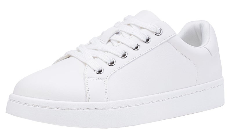 Vepose Women's White Walking Casual Sneakers, Dressy Arch Support Comfortable Low Top Tennis Lace up 8003 Shoes, Size 8M US, (CJY8003 White 08) - Image 1
