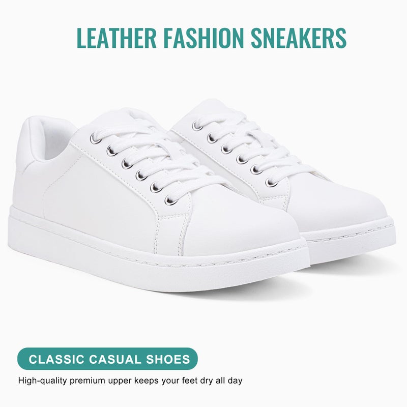 Vepose Women's White Walking Casual Sneakers, Dressy Arch Support Comfortable Low Top Tennis Lace up 8003 Shoes, Size 8M US, (CJY8003 White 08) - Image 4