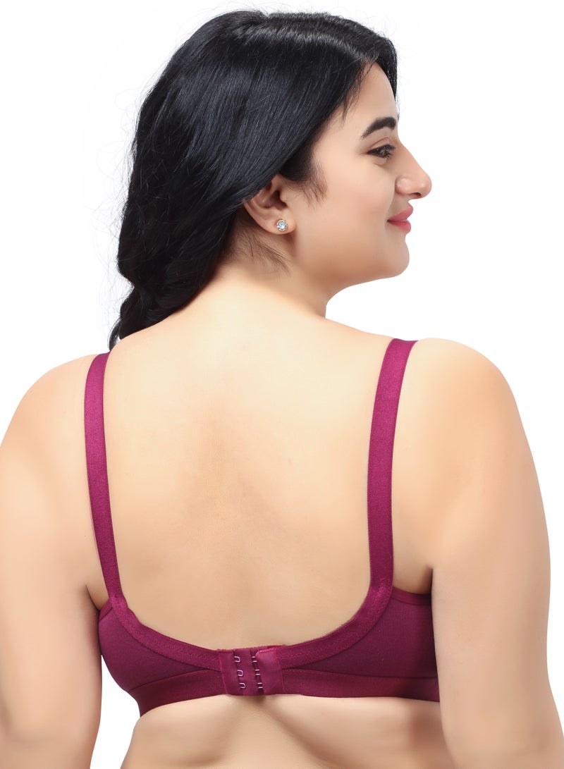 راجني حمالة صدر نسائية بمقاس C مصنوعة من بولي قطن ناعم غير مبطنة ومضادة للترهل بدون درزات وتغطية كاملة قابلة للرفع بدون أسلاك مقاس كبير عبوة من قطعتين - Image 2