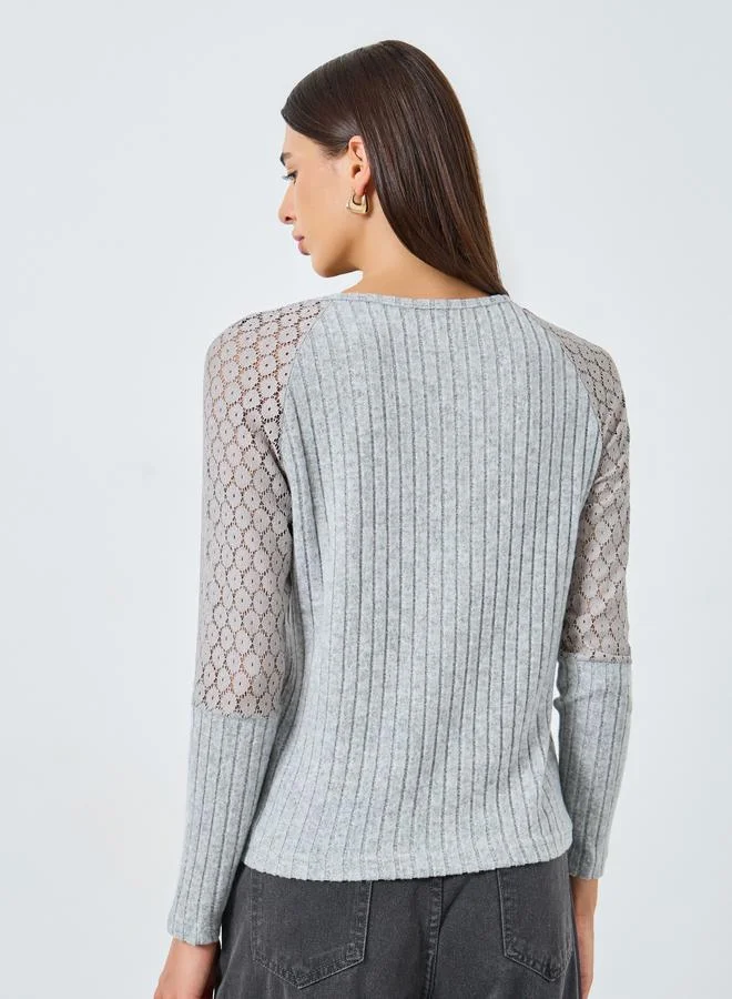 Take Two Solid Long Sleeve Ribbed Top