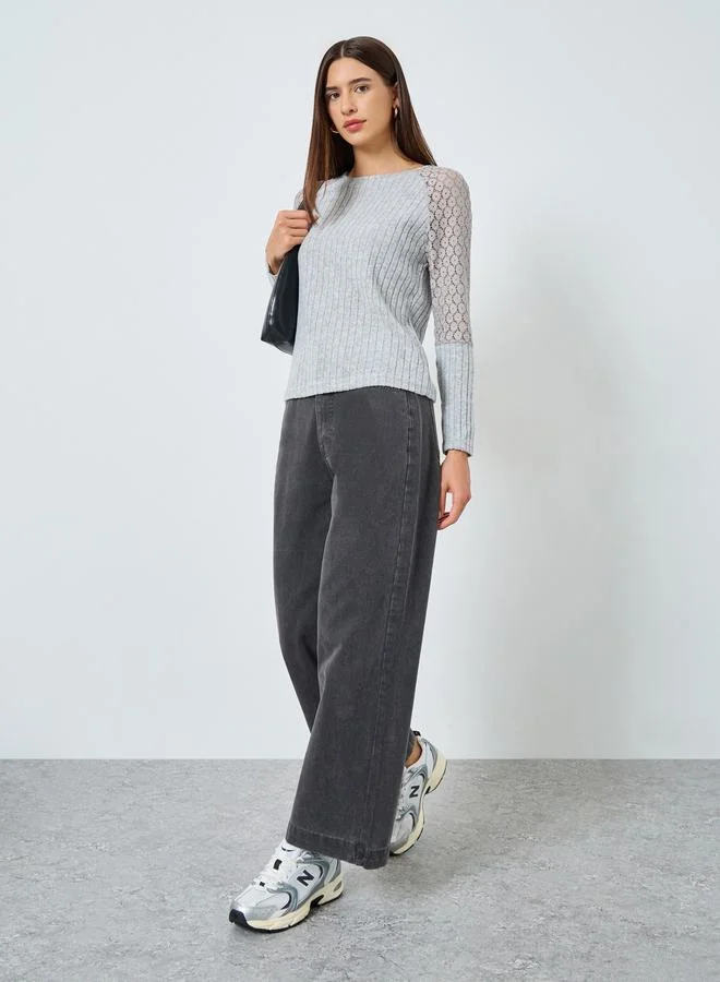 Take Two Solid Long Sleeve Ribbed Top