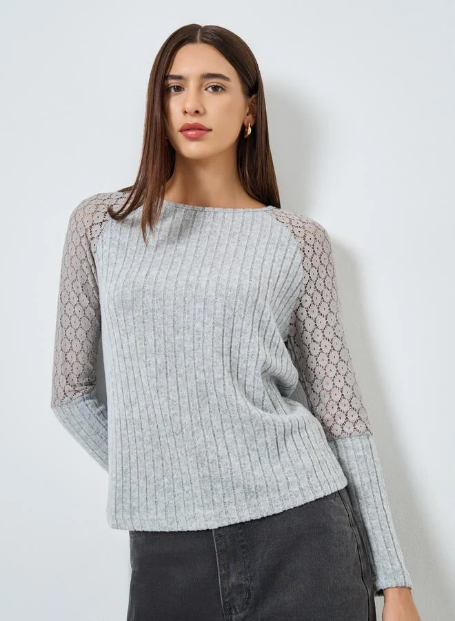 Take Two Solid Long Sleeve Ribbed Top