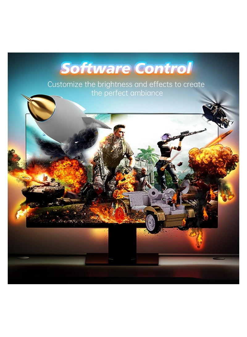 SYOSI Gaming Monitor Led Backlight, Screen Color and Music Sync Led Strip Lights Via Software Control, High Frame Rate Real -Time Rgb+Ic Ambient Lighting for Desk Gaming, USB Interface, Fit 24" Monitor - Image 3