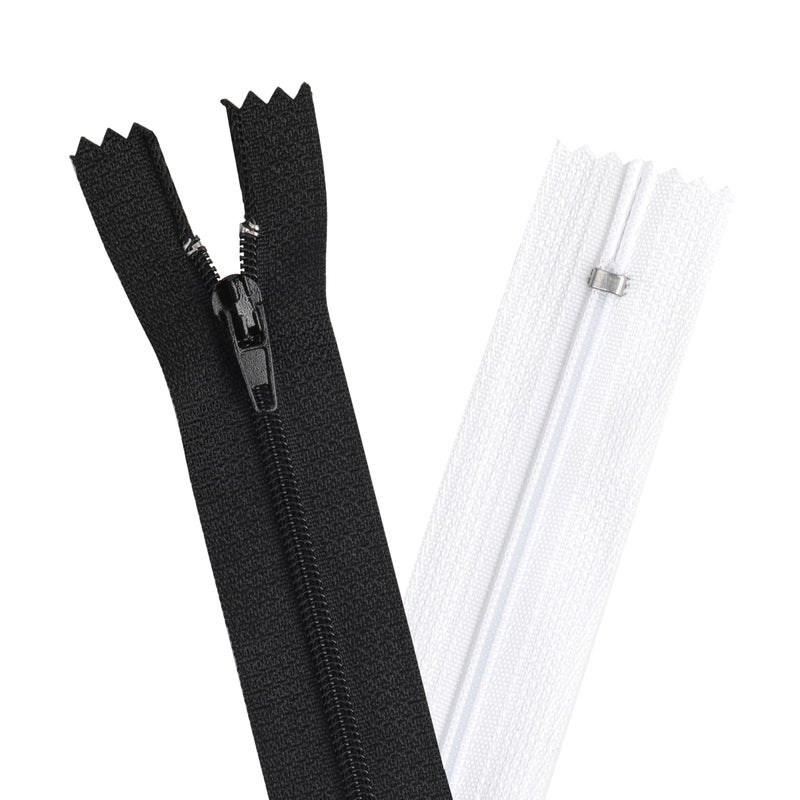 YAKA 60pcs 9 Inch Black White Nylon Coil Zippers Sewing Zippers Bulk for Tailor Sewing Bags Garment Crafts DIY Accessories