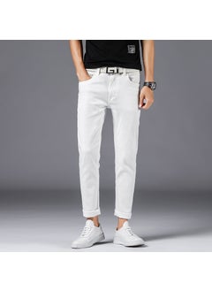 New Simple Five-bag Pure White Jeans For Men Elastic Slimming Smooth Out Your Silhouette Small Shorts Sunshine Boy Special Pants 502