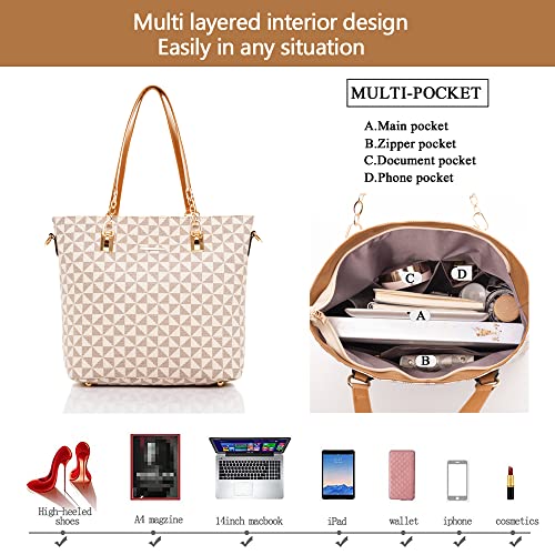 2E-youth Designer Purses And Handbags For Women Satchel Shoulder Bag Tote Bag For Work Clutch Purses (2-beige) - Image 5