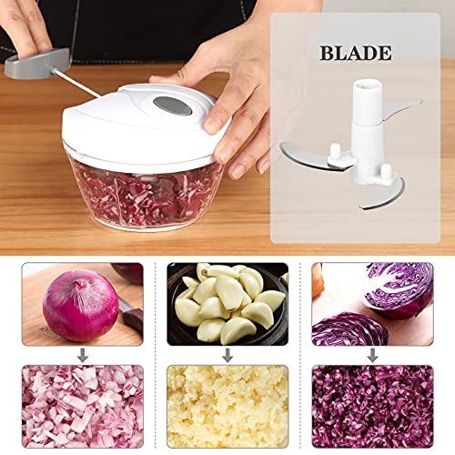 Cambom Manual Food Chopper Vegetable Cutter, Hand String Vegetable Chopper Onions Cutter for Vegetable Fruits Nuts BPA Free Food Safe Material, 550ml White - Image 2