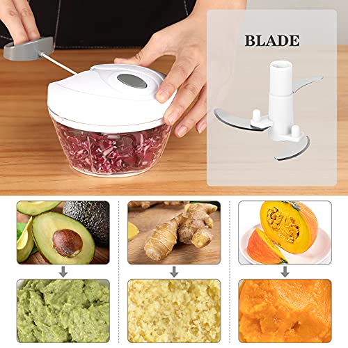 Cambom Manual Food Chopper Vegetable Cutter, Hand String Vegetable Chopper Onions Cutter for Vegetable Fruits Nuts BPA Free Food Safe Material, 550ml White - Image 3