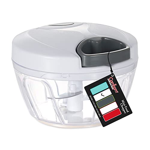 Cambom Manual Food Chopper Vegetable Cutter, Hand String Vegetable Chopper Onions Cutter for Vegetable Fruits Nuts BPA Free Food Safe Material, 550ml White - Image 1