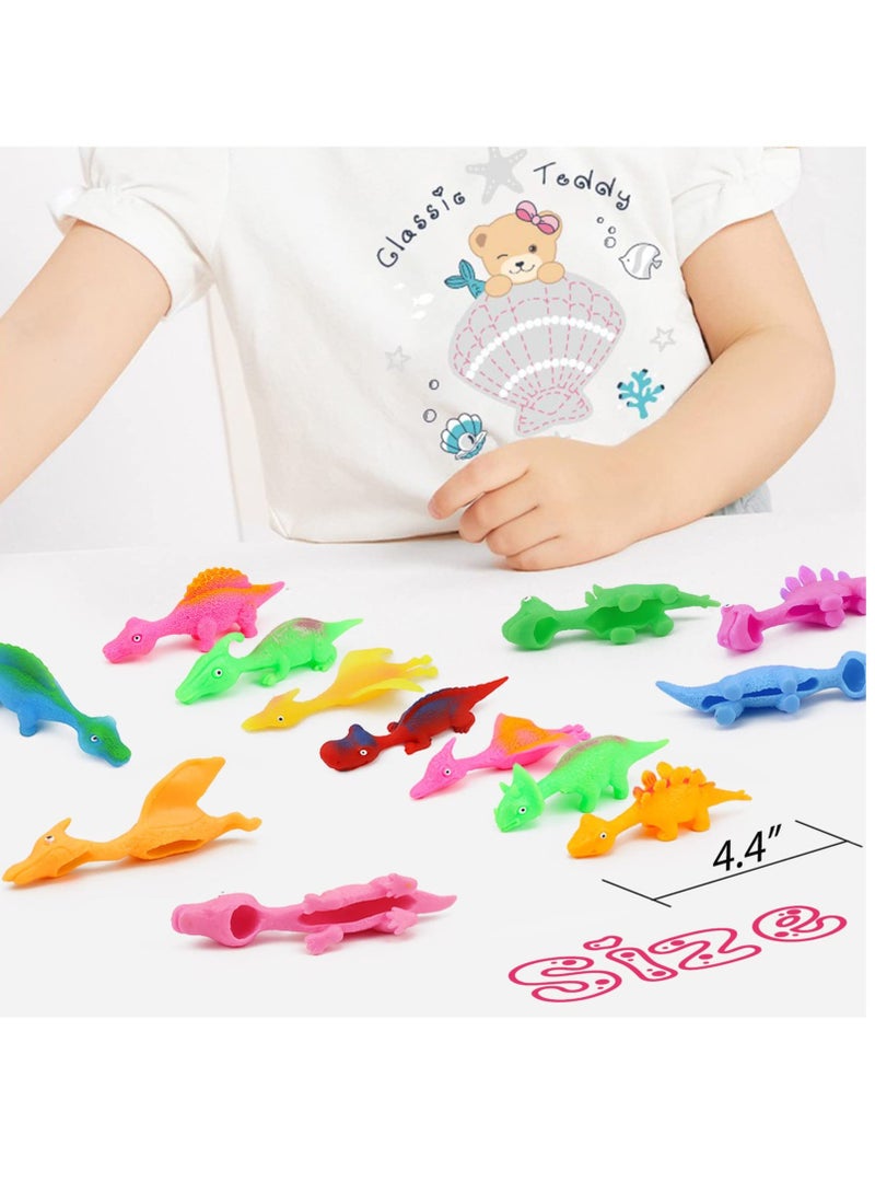 30 Pcs Slingshot Dinosaur Finger Toys, Catapult Toys Cute Shapes MultiColors Stretchy for Flying Games Birthdays and Party Favors - Image 4