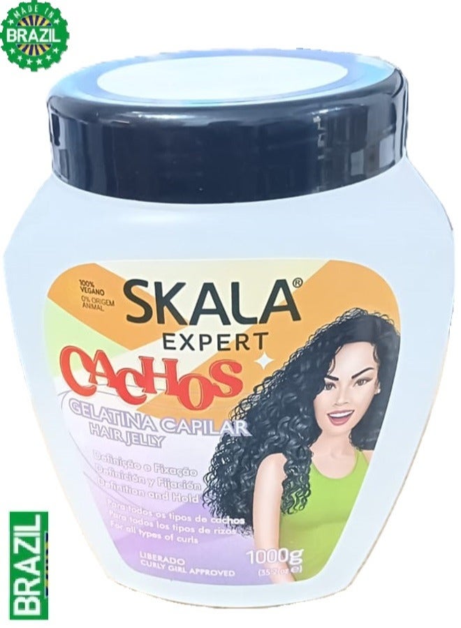 Skala Cachos Gelatin Hair Cream Anti-Frizz Curls Defines Rizos 1000g (Brazilian) - Image 1