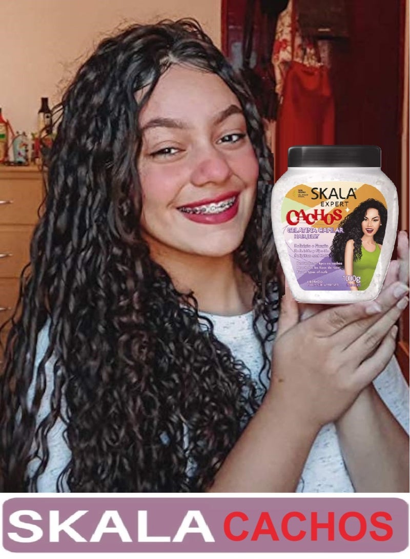 Skala Cachos Gelatin Hair Cream Anti-Frizz Curls Defines Rizos 1000g (Brazilian) - Image 2