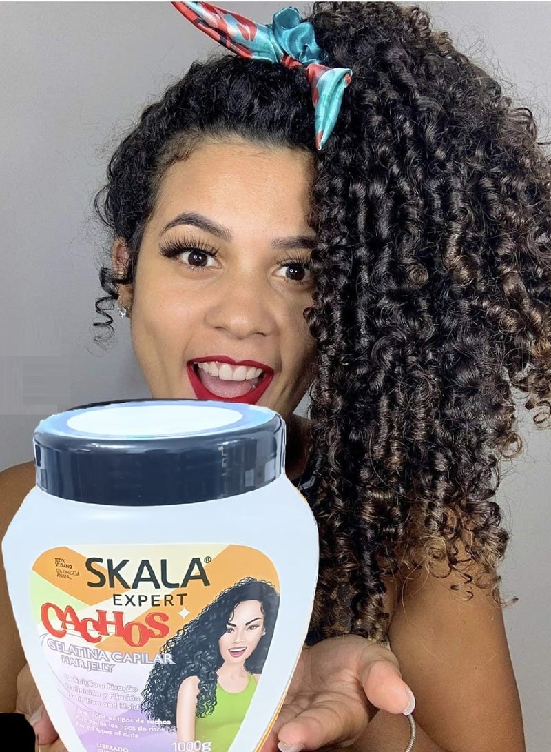 Skala Cachos Gelatin Hair Cream Anti-Frizz Curls Defines Rizos 1000g (Brazilian) - Image 4