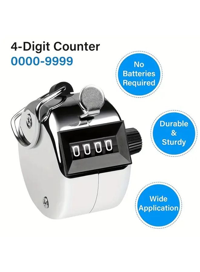 قطعتان من العدادات الفولاذية المقاومة للصدأ، عداد نقر 4 أرقام، قابلة لإعادة الاستخدام بدون بطارية، للجولف والرياضات - Image 4