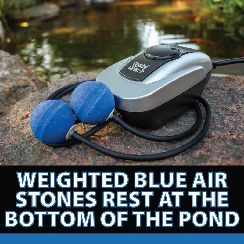 Crystal Clear PondAir 2, Complete Aeration Kit, Whisper Quiet Water Garden Oxygenation Bubbler System Adds Oxygen to Koi & Fish Ponds, Outdoor Aerator Compressor Pump, Tubing & 2 Air Submersible Stone - Image 5