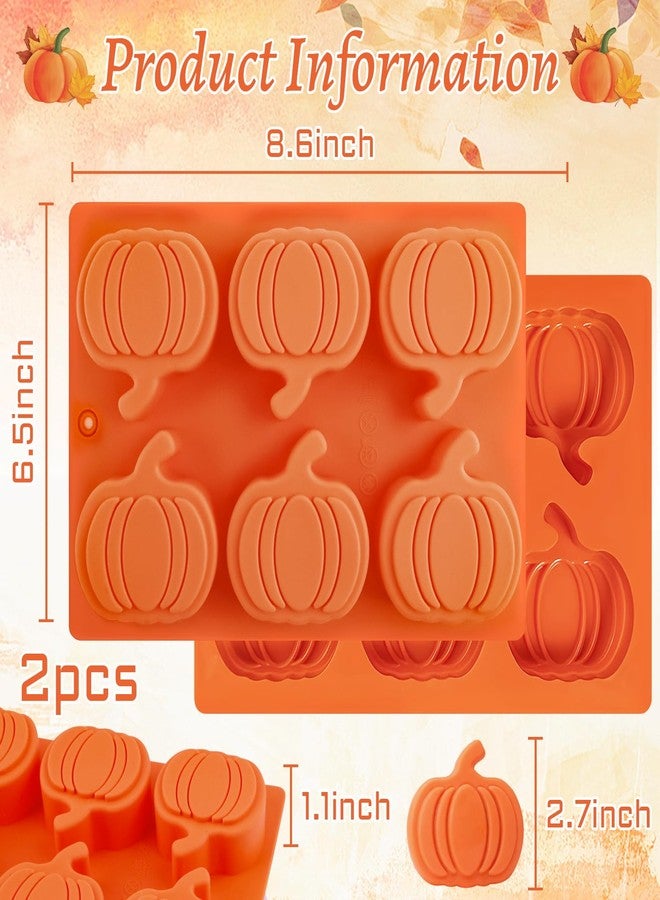 Morofme 2 Pcs Pumpkin Molds Thanksgiving Chocolate Silicone Mold Fall Pumpkin Soap Molds Halloween Candle Mold Thanksgiving Cake Pan for Baking Jello Muffin Cookies Wax Melts - Image 2