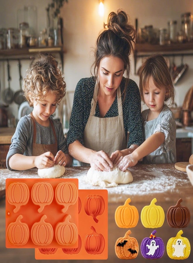 Morofme 2 Pcs Pumpkin Molds Thanksgiving Chocolate Silicone Mold Fall Pumpkin Soap Molds Halloween Candle Mold Thanksgiving Cake Pan for Baking Jello Muffin Cookies Wax Melts - Image 5