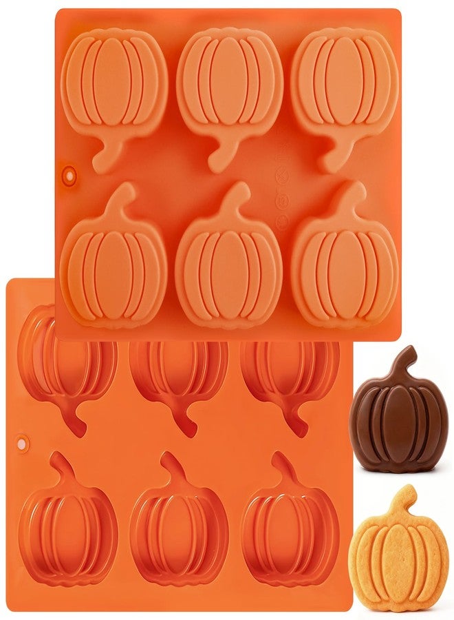 Morofme 2 Pcs Pumpkin Molds Thanksgiving Chocolate Silicone Mold Fall Pumpkin Soap Molds Halloween Candle Mold Thanksgiving Cake Pan for Baking Jello Muffin Cookies Wax Melts - Image 1
