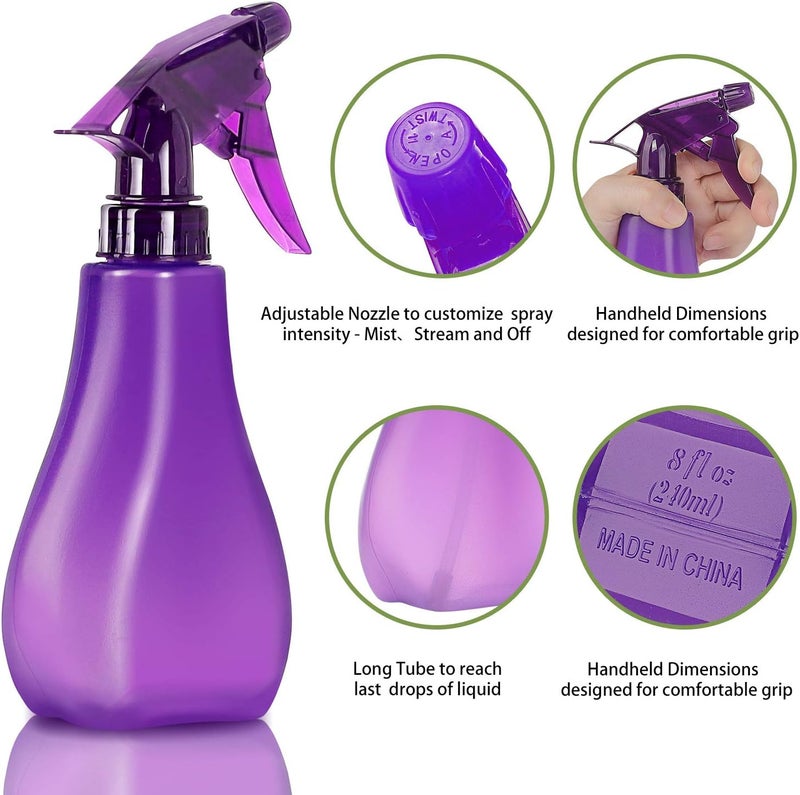 SuperMMarK 8 Oz Empty Plastic Spray Bottles with Adjustable Nozzle - Durable Trigger Sprayer with Mist & Stream Modes - Refillable Sprayer for Taming Hair, Hair styling, Watering Plants, Showering Pets - 4 Pack - Image 3