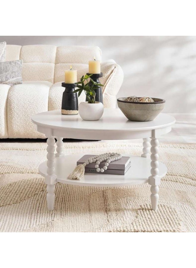 Pan Home DURBAN COFFEE TABLE WITH SHELF - WHITE - Image 2