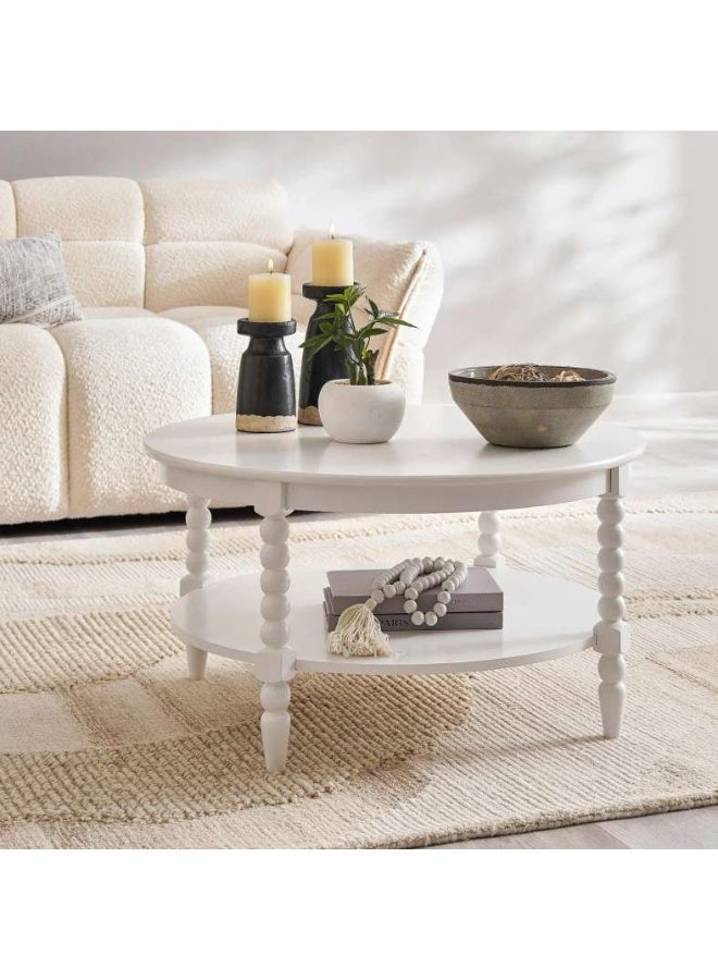 Pan Home DURBAN COFFEE TABLE WITH SHELF - WHITE - Image 1