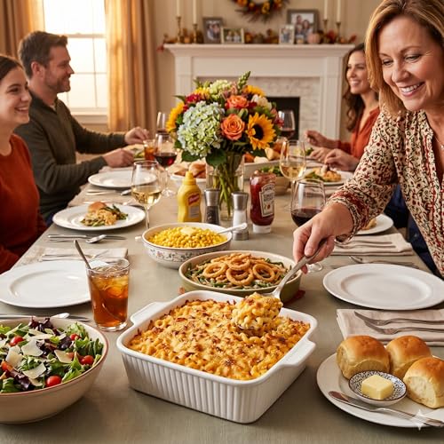 Dizada 10" Square Casserole Dish with Lid - 2-in-1 Porcelain Baking Dish 2.6 Qt, Oven to Table Ceramic Bakeware for Lasagna, Cake, Microwave Dishwasher Safe - Image 2