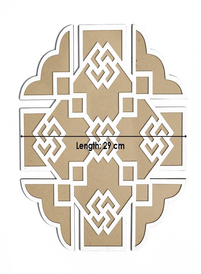 Satvik 2 Pc Different Design Portable MDF Rangoli 12 Inch Wooden Base Rangoli Stencil Rangoli Pallet for Floor Home Diwali Decoration, Pooja Decor DIY Reusable MDF Rangoli Mat with Wooden Base - Image 3