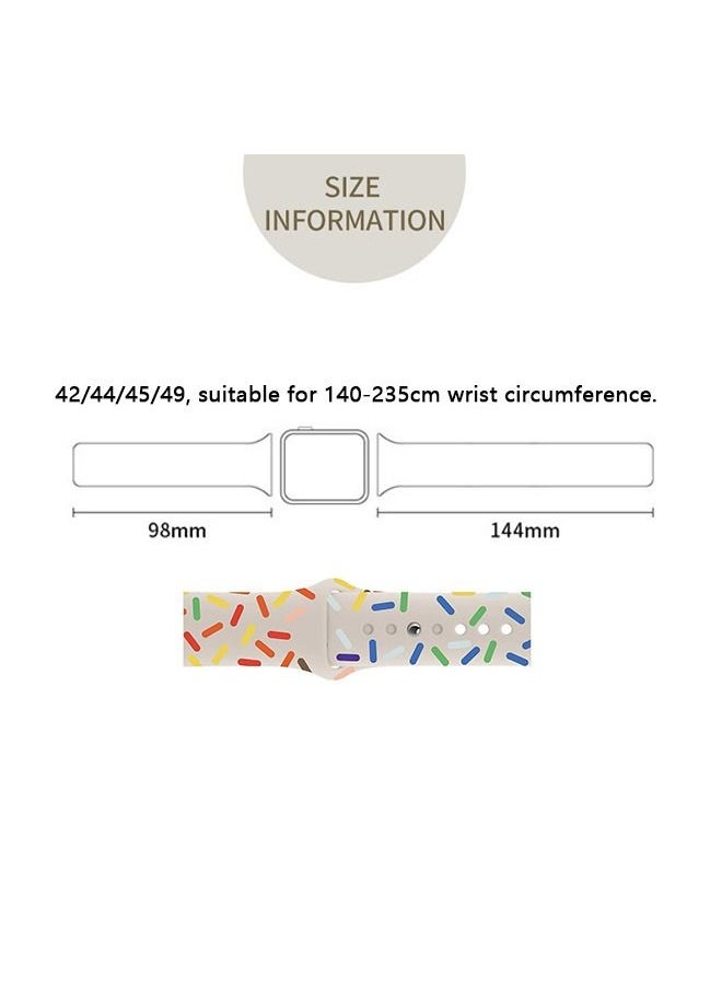 Silicone Band Compatible for Apple Watch 42/44/45/49mm, Adjustable Loop Breathable Sport Watch Bands, Replacement Band (White)