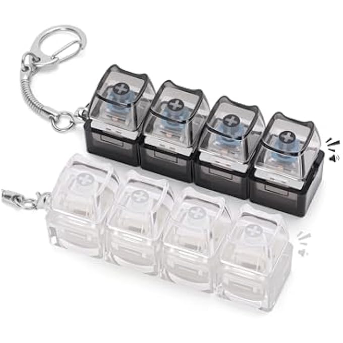 Netholid 2 PCS Keyboard Fidget Toys for Adults Silent and Loud Keyboard Clicker Keychain Sensory Toy for Anxiety Stress Relief Autism (Black&White, 4 in 1-2P) - Image 1