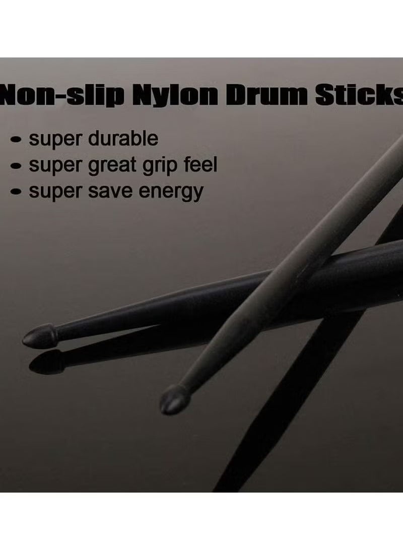 Generic 2 Pairs 5A Nylon Drumsticks for Adults and Kids Light Durable Plastic Drum Sticks Set with Non-Slip Handles Professional Musical Instrument Percussion Accessories Black  - Image 5