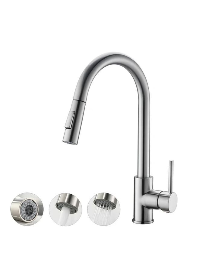 Black RV Kitchen Faucet Retractable Pull Out Hot Cold Water Rotating Deck Mount - Image 2