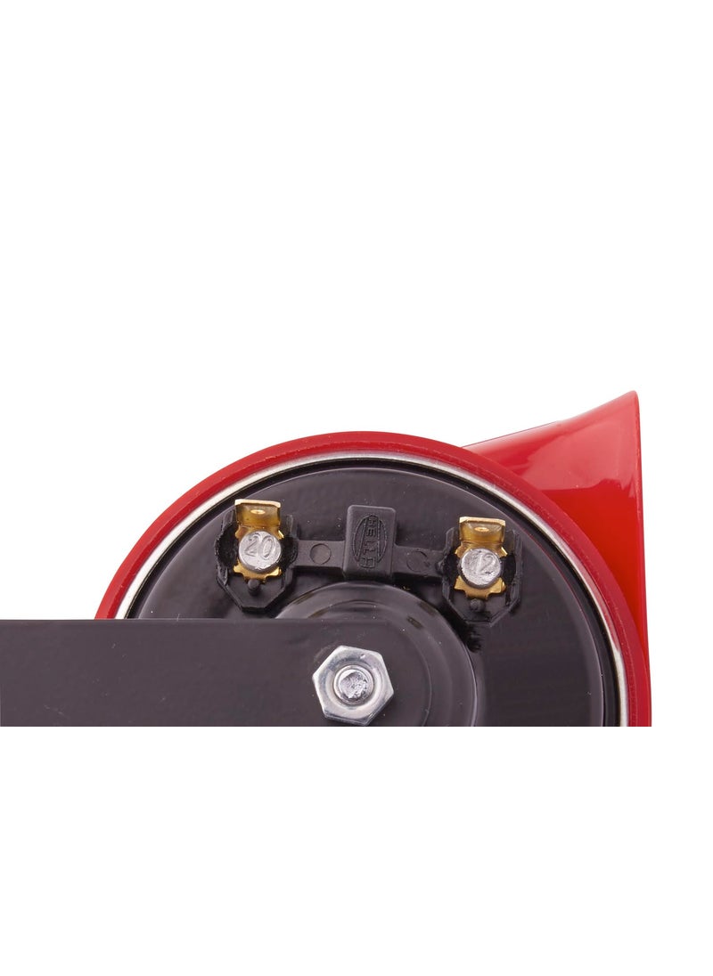 HELLA HELLA 007424801 Twin Trumpet High/Low Tone 12V Horn Kit with Bracket, Red  - Image 4