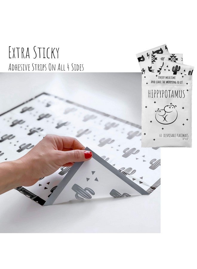 hippypotamus Disposable Placemats Baby Pack Of 45 Bpa Free Table Toppers For Kids And Toddlers Extra Sticky Travel Mat For Restaurant (Cream/Sage/Blush)  - Image 3