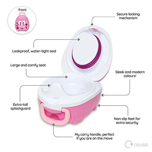 My Carry Potty - Pink Dragon Travel Potty, Award-Winning Portable Toddler Toilet Seat for Kids to Take Everywhere - Image 3