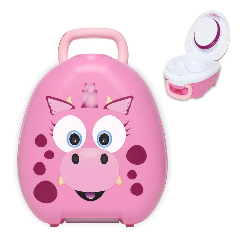 My Carry Potty - Pink Dragon Travel Potty, Award-Winning Portable Toddler Toilet Seat for Kids to Take Everywhere - Image 1