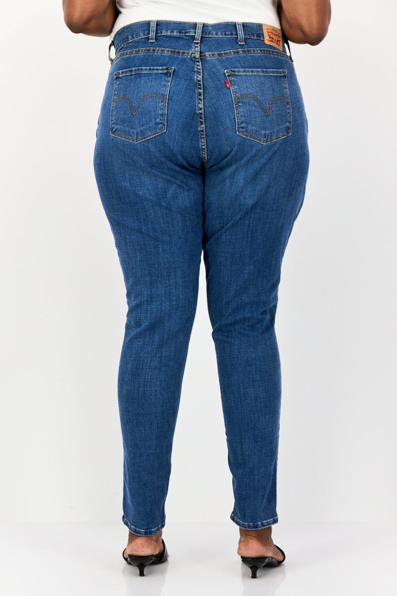 Levi's Women Curvy Skinny Fit Washed Denim Jeans, Blue  - Image 3