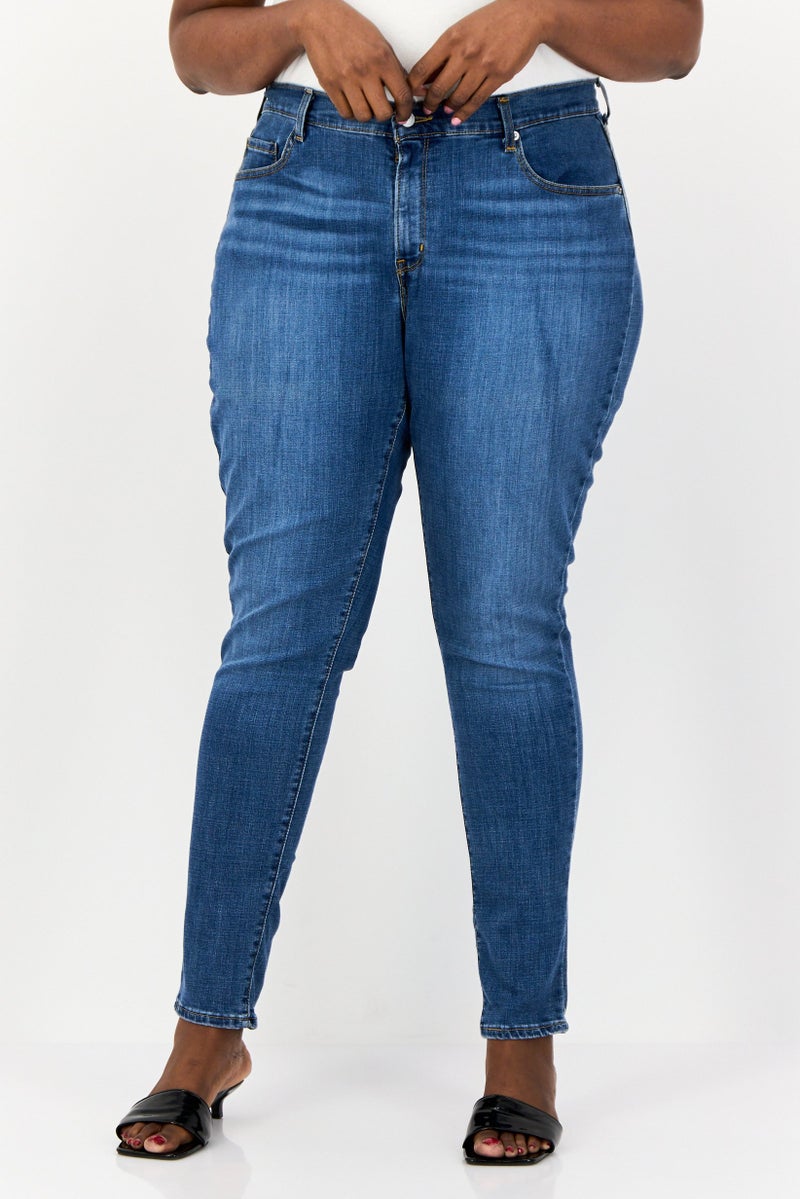 Levi's Women Curvy Skinny Fit Washed Denim Jeans, Blue  - Image 1