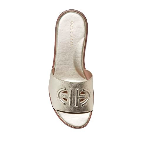 Cole Haan Women's Flynn Logo Slide Sandal Flat, Gold Leather, 6.5 - Image 4