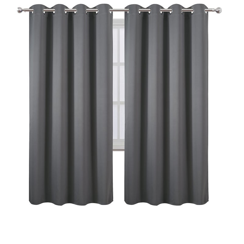 LEMOMO Grey Blackout Curtains/52 x 72 Inch/Set of 2 Panels Thermal Insulated Room Darkening Curtains for Bedroom - Image 2