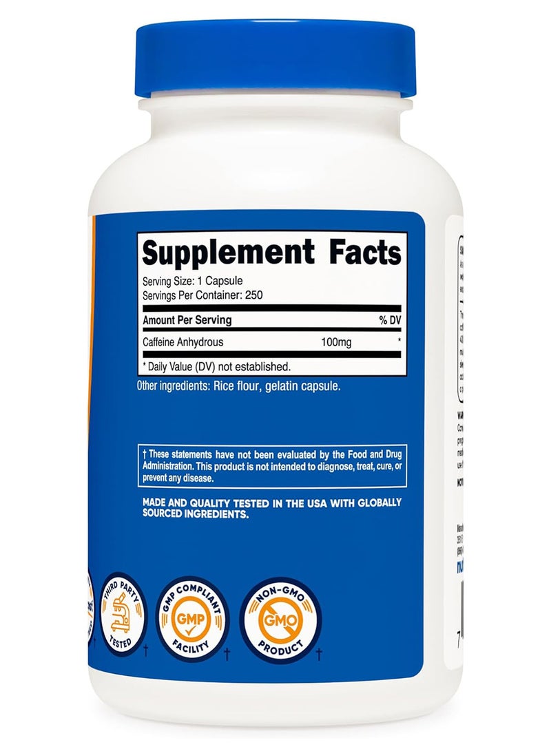 Nutricost حبوب الكافيين 100 ملجم 250 كبسولة - Image 4