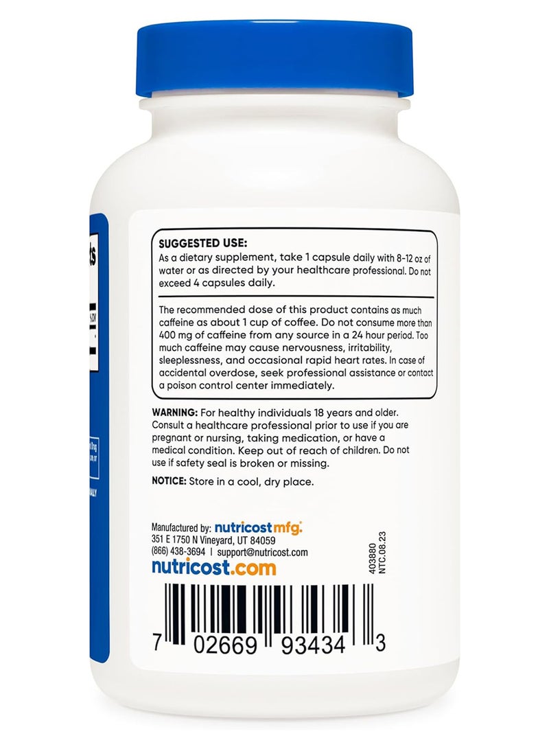 Nutricost حبوب الكافيين 100 ملجم 250 كبسولة - Image 3