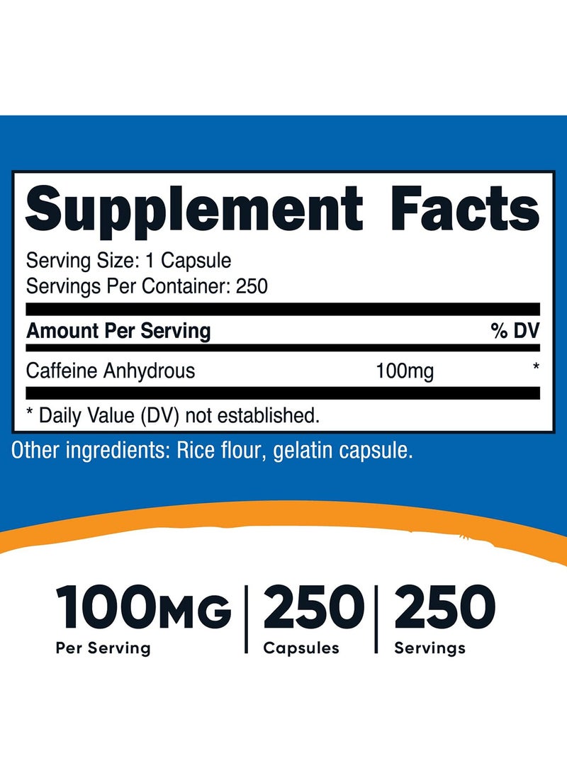 Nutricost حبوب الكافيين 100 ملجم 250 كبسولة - Image 2
