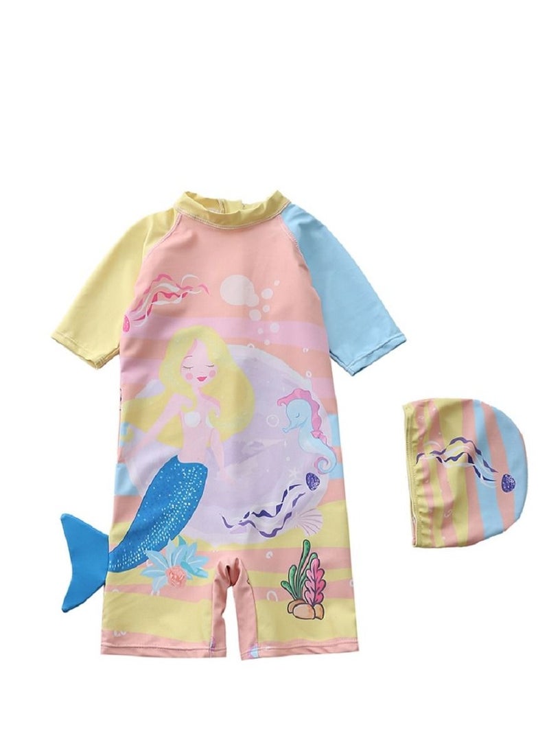 Y&D 2 piece children's swimsuit girl baby one piece surfing suit baby swimming pool girl swimsuit 90-100 cm - Image 1