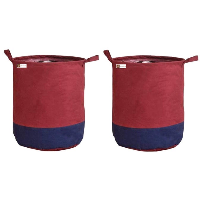 LAUNDRY BAG 45 L DURABLE AND COLLAPSIBLE LAUNDRY STORAGE BAG WITH HANDLES CLOTHES TOYS STORAGE FOLDABLE LAUNDRY BAG FOR DIRTY CLOTHES COMBO PACK OF 2 PC MAROONBLUE