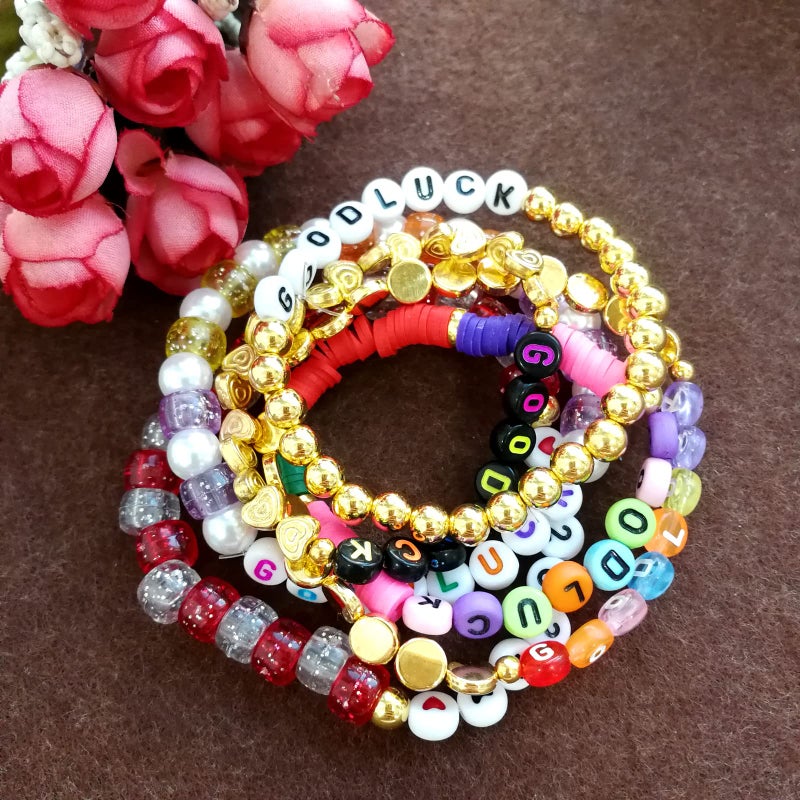 Looconi 1500 Pieces 6 Colors Letter Alphabet Beads and Number Heart Beads Round Flat and Crystal Line for Jewelry Making - Image 4
