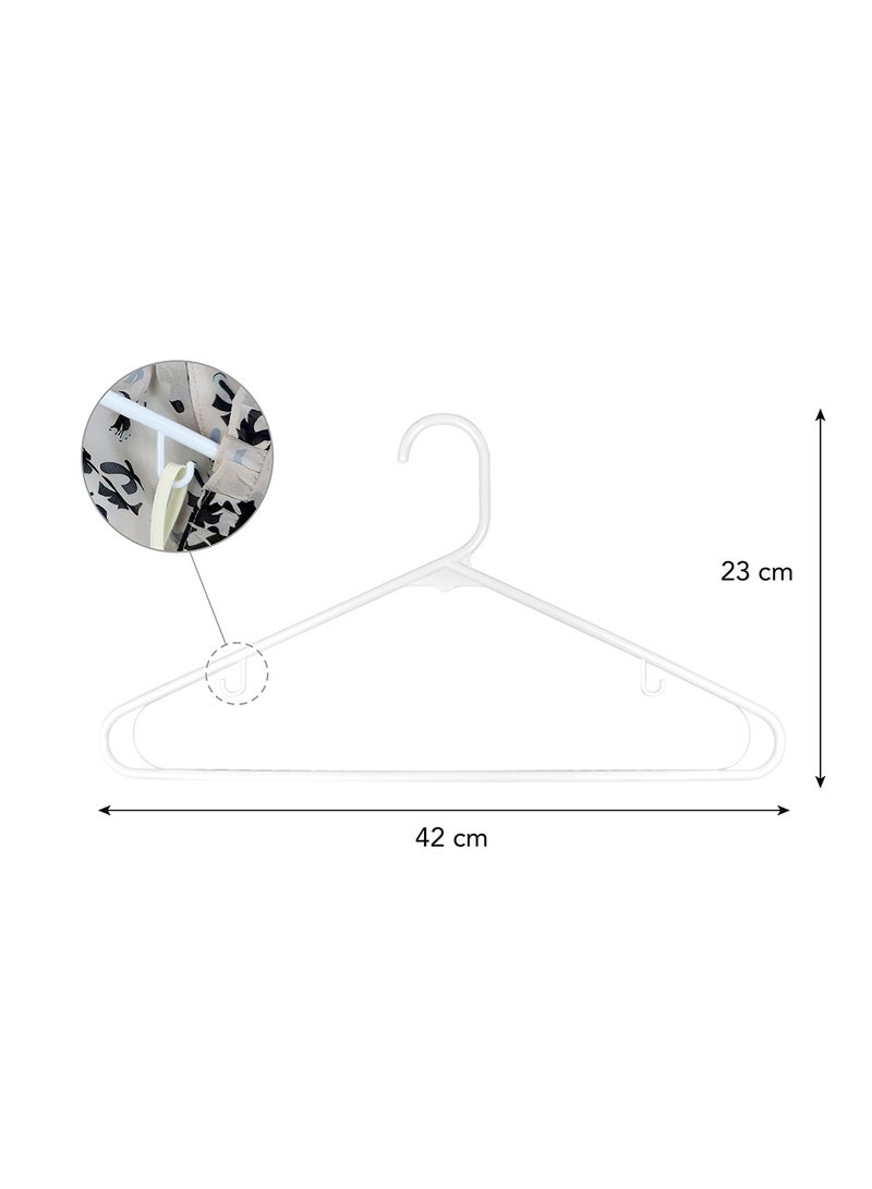Noon East 20 Piece Lightweight Adult Plastic Hanger, Non-Slip Space-Saving Hangers for Shirts,Dresses, Tops & All Your Clothing Needs Ideal for Home, White 42x23cm - Image 2